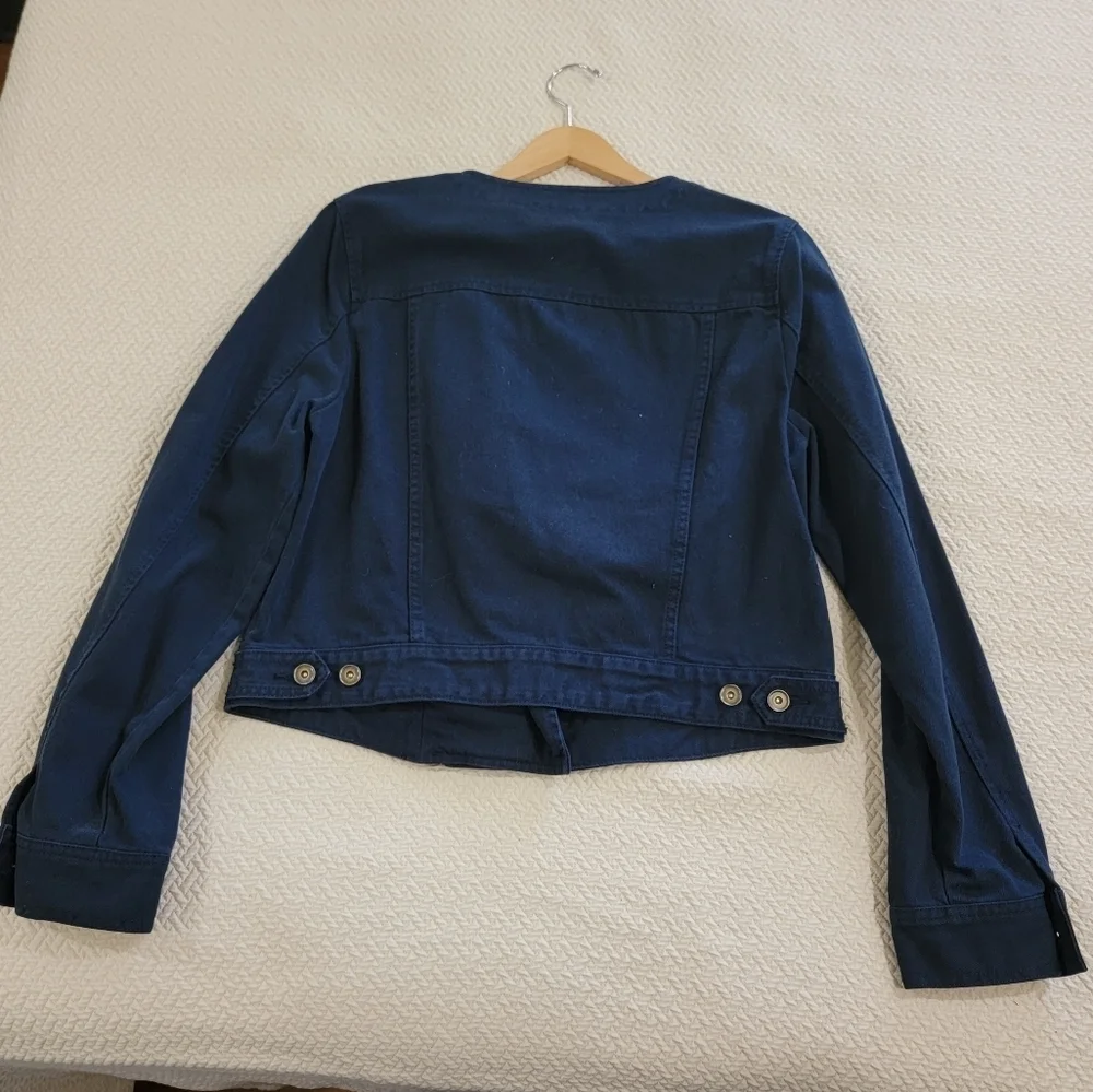 JCP Blue Denim Jacket Women's Size Large Zipper Front